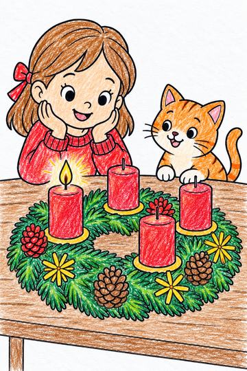 Colored example of a page from Adventskalender Malbuch für Kinder