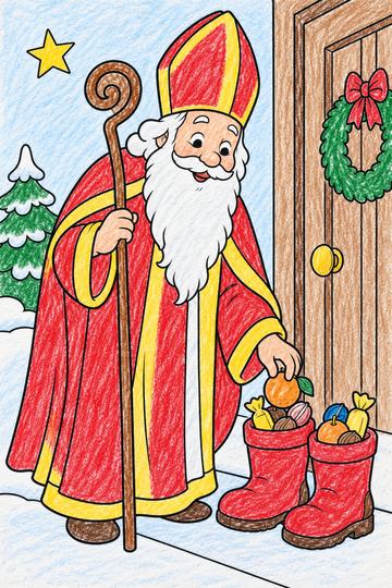 Colored example of a page from Adventskalender Malbuch für Kinder