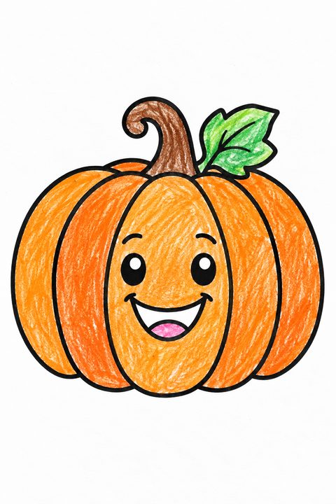 Colored example of a page from Fall and Thanksgiving Coloring Book for Toddlers
