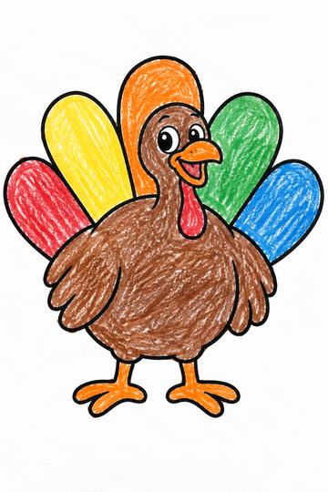 Colored example of a page from Fall and Thanksgiving Coloring Book for Toddlers