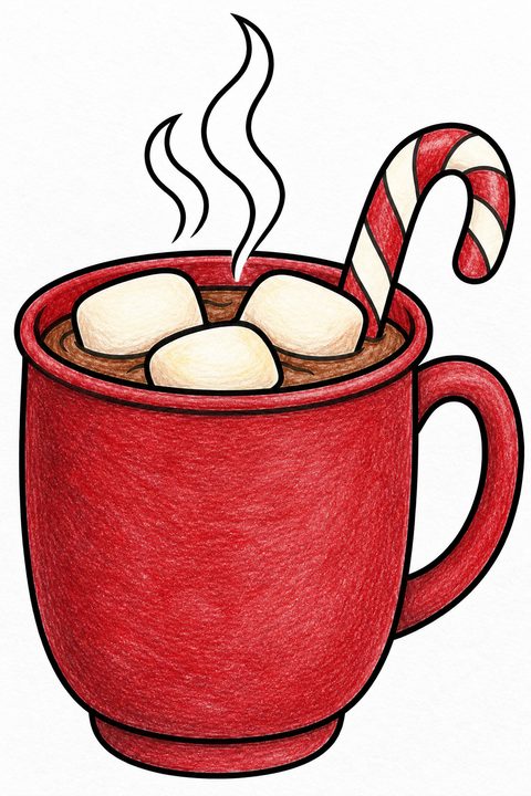 Colored example of a page from Large Print Christmas Coloring Book