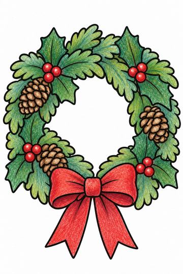 Colored example of a page from Large Print Christmas Coloring Book
