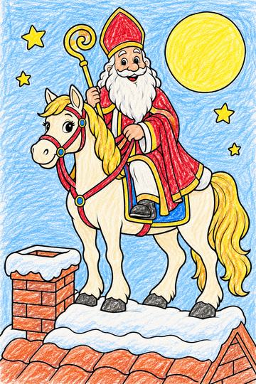 Colored example of a page from Sinterklaas Kleurboek
